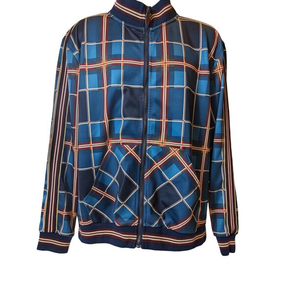 Stacy Adams Jacket Men XXL Blue Plaid Lightweight Track Full Zip Streetwear Bold - Picture 14 of 16